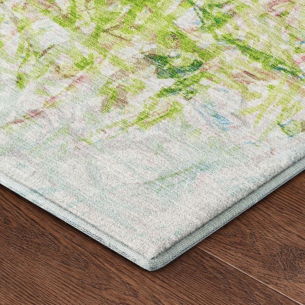 Mayfield Premium Machine Washable Abstract AMF2449 Lime 5 ft. x 7 ft. 6 in. Area Rug