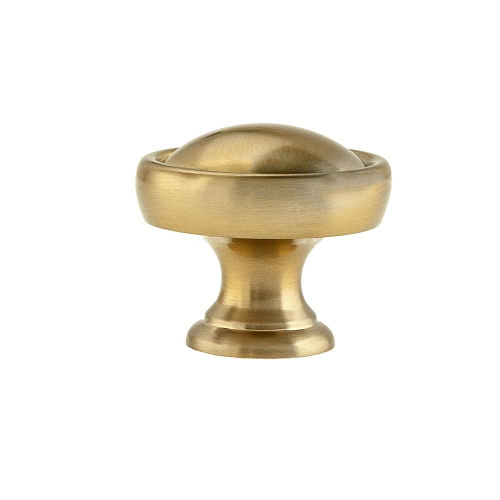 Brushed Brass Round Knob with Mounting Hardware