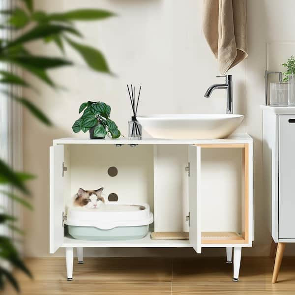 Litter box in the bathroom best sale