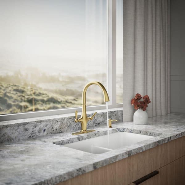 KOHLER Pannier Two-Handle Pull Down Sprayer Kitchen Faucet