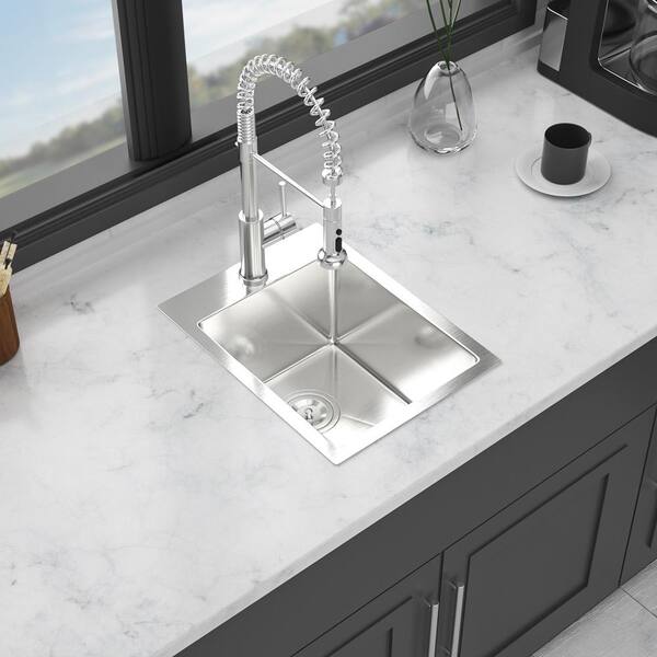 Modland Yunus 15 in. Drop-In Single Bowl 16-Gauge Brushed Nickel Black Stainless Steel Kitchen Sink with Drying Rack HDYuns947s - The Home Depot Modland Yunus 15 in. Drop-In Single Bowl 16-Gauge Brushed Nickel Black Stainless Steel Kitchen Sink with Drying Rack HDYuns947s - The Home Depot