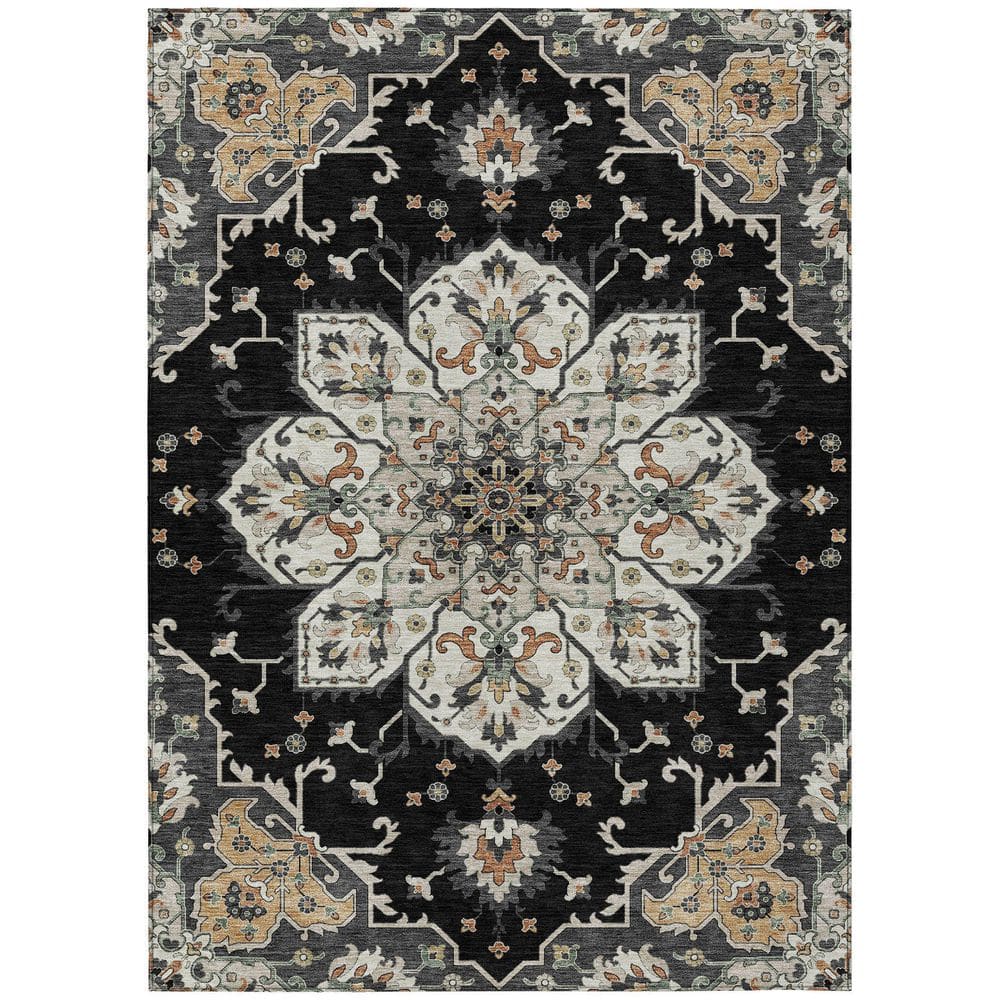 Chantille Machine Washable Indoor/Outdoor Abstract ACN2194 Black 3 ft. x 5 ft. Area Rug price history on PriceWatchPro