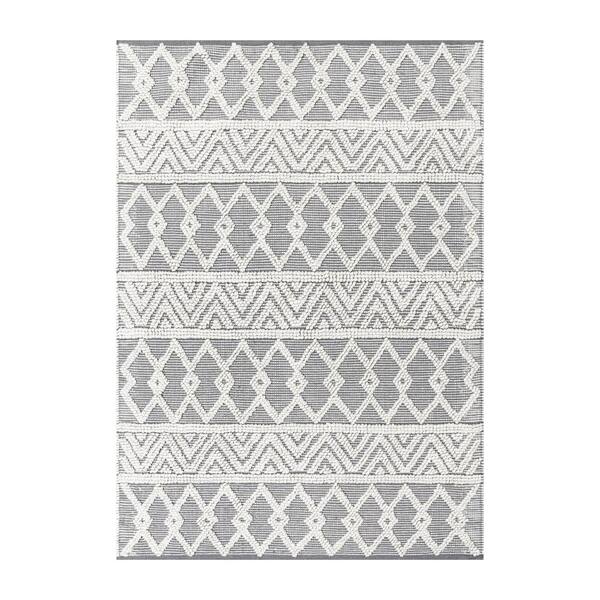 TAYLOR + LOGAN Gray/Ivory 5 ft. x 7 ft. Polyester Area Rug AR494836TAYLH The Home Depot