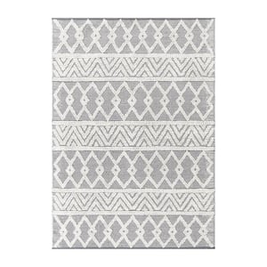 Gray/Ivory 5 ft. x 7 ft. Polyester Area Rug