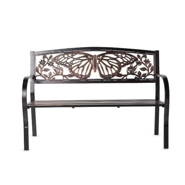 Evergreen 48 in. Butterfly Metal Garden Bench