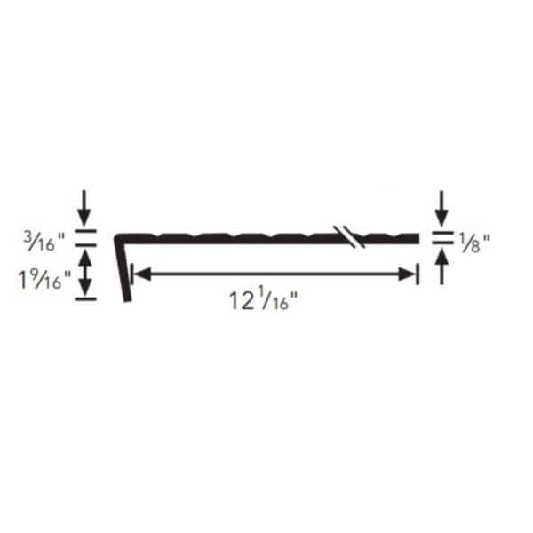 Heavy Duty Raised Diamond Design Black 12-1/4 in. x 48 in. Rubber Square Nose Stair Tread