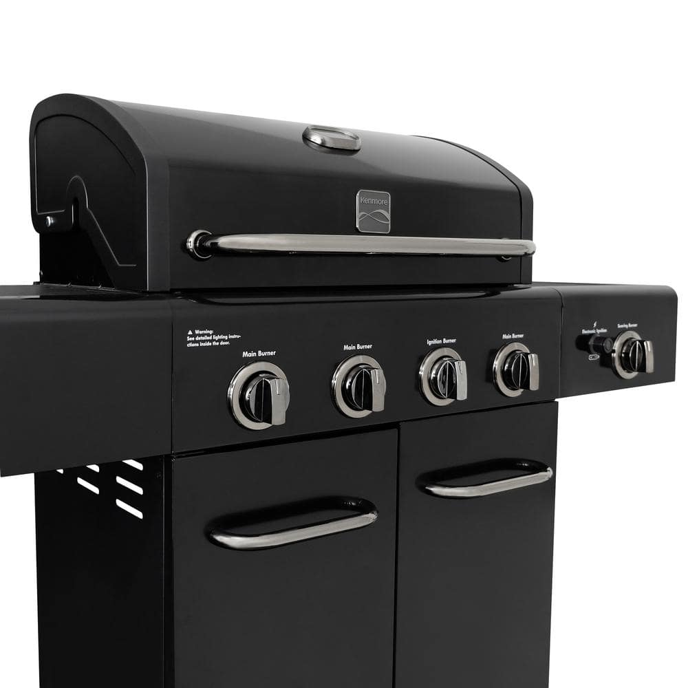 Kenmore Black 4-Burner Propane Gas Grill with Side Burner