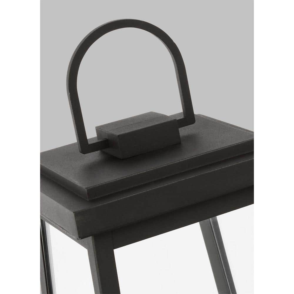 Black Outdoor Post Lantern with Clear Glass Panels