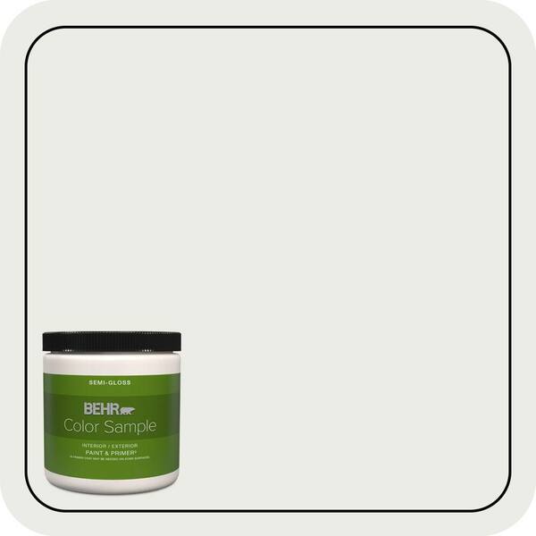 BEHR PREMIUM PLUS 8 oz. #52 White Semi-Gloss Interior/Exterior Paint & Primer Color Sample
