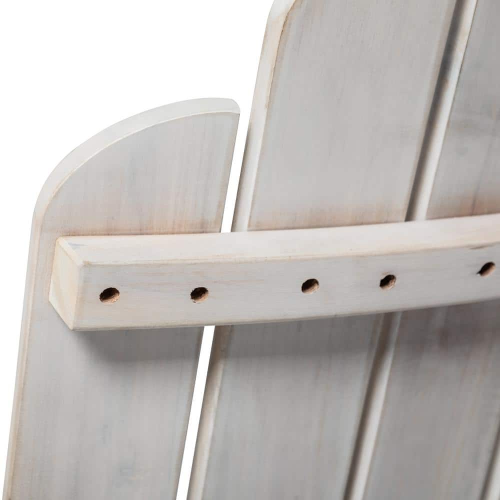 White Wash Acacia Wood Outdoor Adirondack Chair with Arms