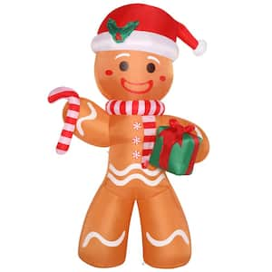 7.87 ft. x 4.27 ft. Gingerbread Man Inflatable with LED Lights