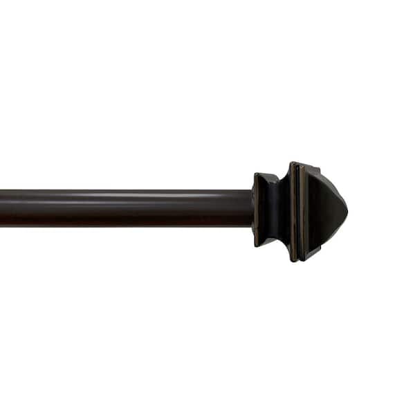 Lumi 48 in. - 84 in. Adjustable Single Curtain Rod 5/8 in. Dia. in Oil Rubbed Bronze with Faceted Square finials