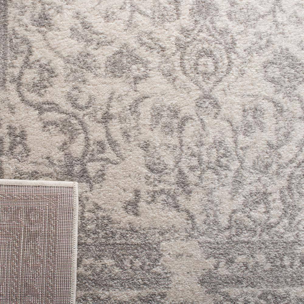 Ivory and Silver Rectangular Synthetic Runner Rug, 12' x 18'