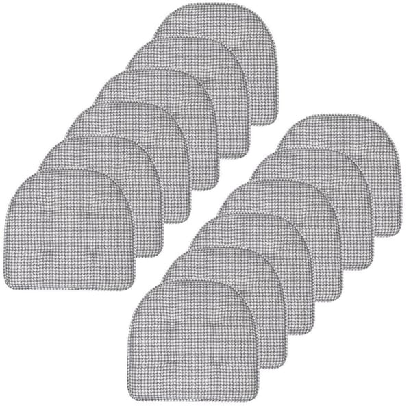Sweet Home Collection rcoal, Pinstripe Memory Foam U-Shaped 17 in. x 16 in. Non-Slip Indoor/Outdoor Chair Seat Cushion (12-Pack)