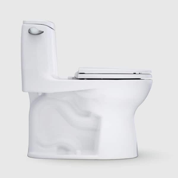 Eco UltraMax 12 in. Rough In 1-Piece 1.28 GPF Single Flush Round Toilet in Cotton White, SoftClose Seat Include