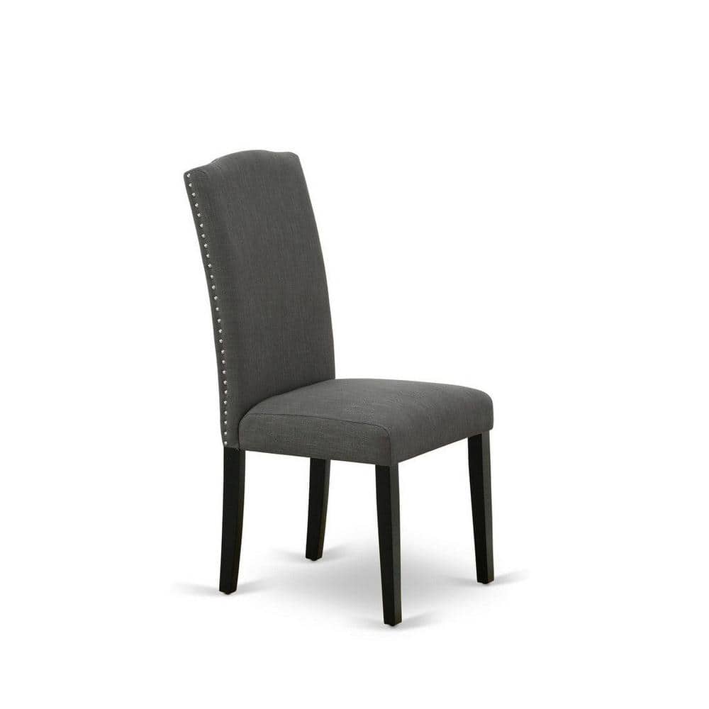 Modern Gotham Grey Linen and Black Rubberwood 3-Piece Dining Set