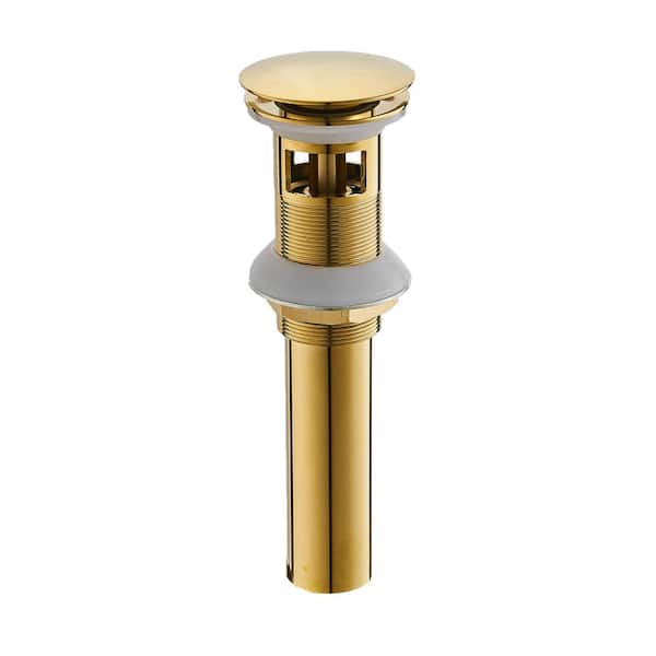Bwe 1 5 8 In Bathroom Sink Pop Up Drain With Overflow Gold A 9p 008 The Home Depot - Bathroom Sink Pop Up Drain With Overflow In Matte Gold