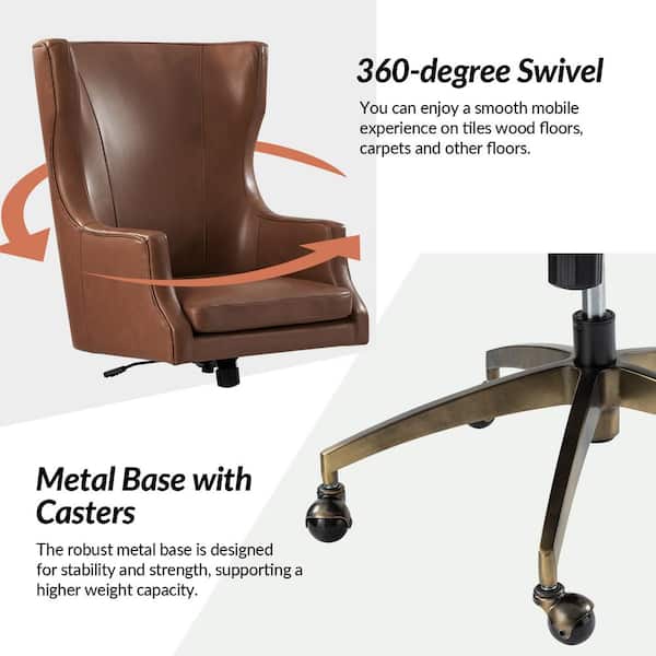 Fabio 25.5 in. W Genuine Leather Tilting Executive Chairs in Brown