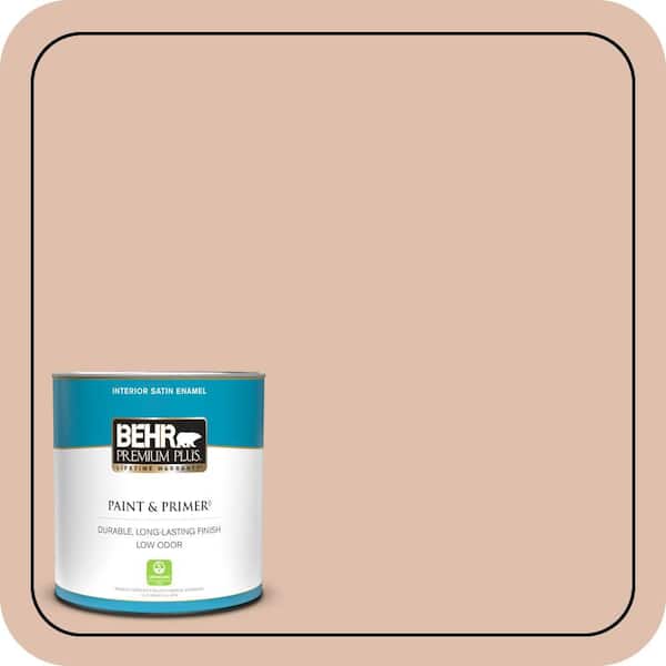 BEHR PREMIUM PLUS 1 qt. #S200-2 Cinnamon Tea Satin Enamel Low Odor Interior Paint & Primer