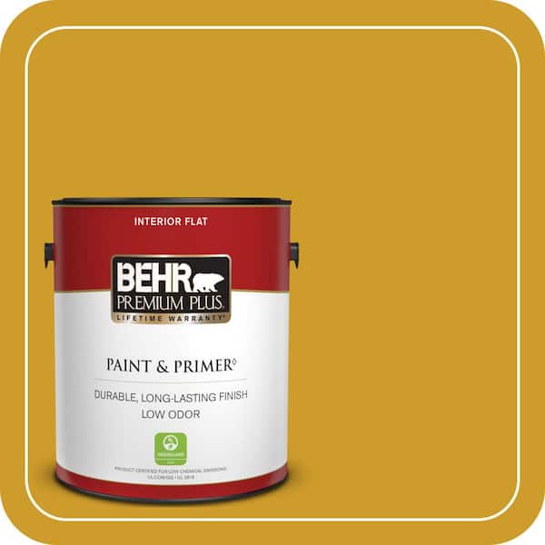 BEHR PREMIUM PLUS 1 gal. #T16-09 Citronne Flat Low Odor Interior Paint & Primer