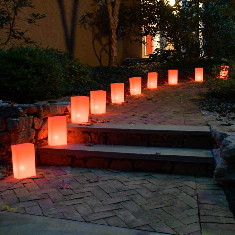 Orange Plastic Outdoor Pathway Luminaria Kit with Incandescent Bulbs