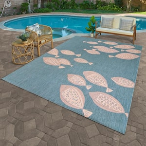 Paseo Loutro School of Fish Oasis/Sand 5 ft. x 7 ft. Indoor/Outdoor Area Rug