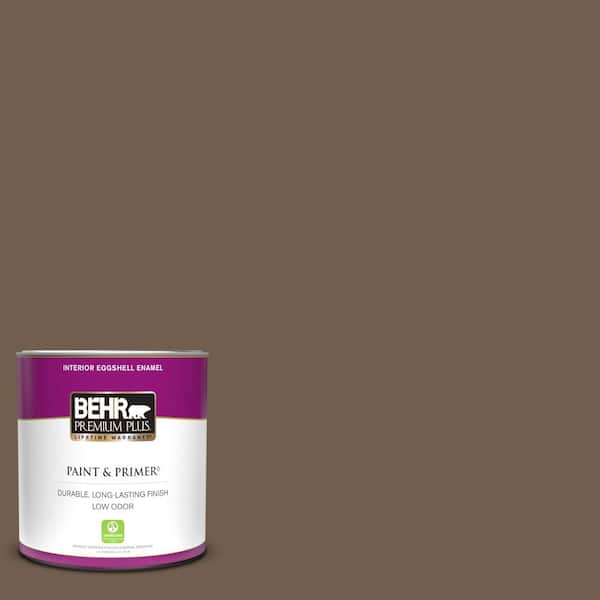 BEHR PREMIUM PLUS 1 qt. #PPF-52 Rich Brown Eggshell Enamel Low Odor Interior Paint & Primer