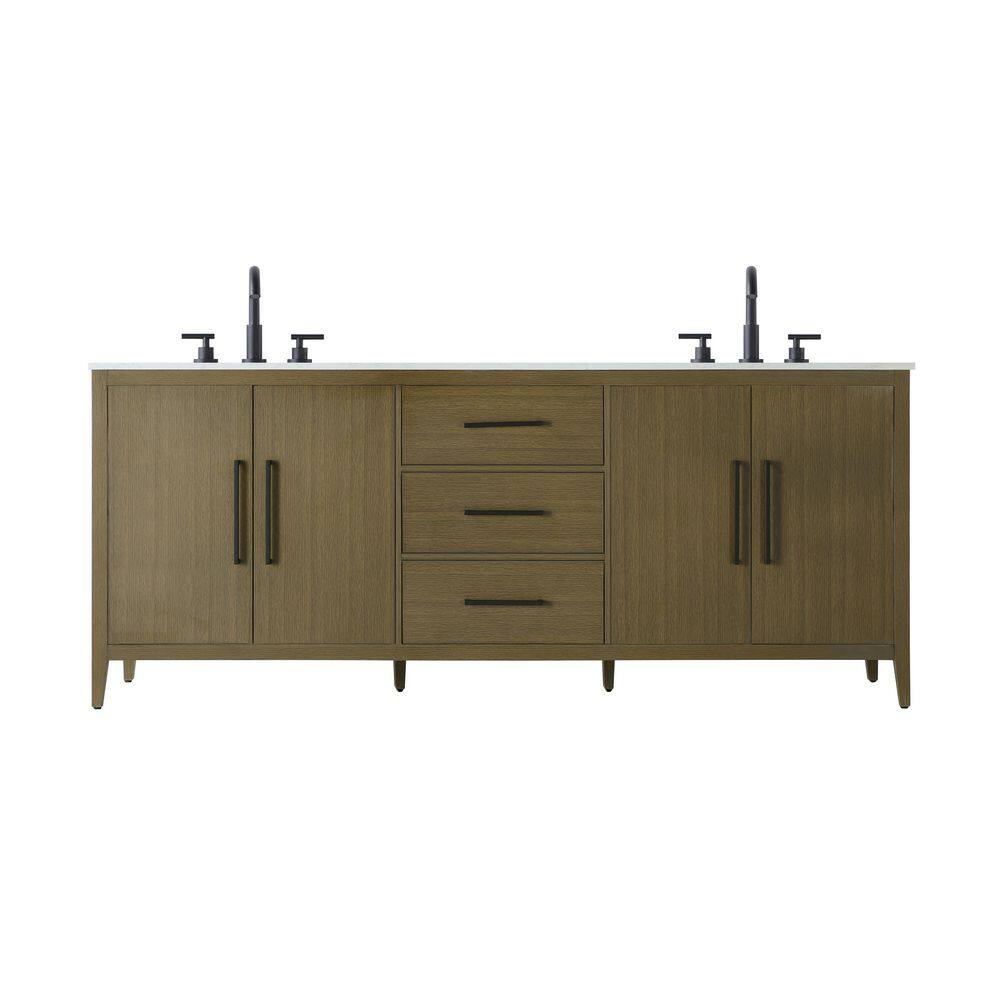 84 in. Double Sink Chestnut Brown Bath Vanity with White Engineered Marble Top price history on PriceWatchPro