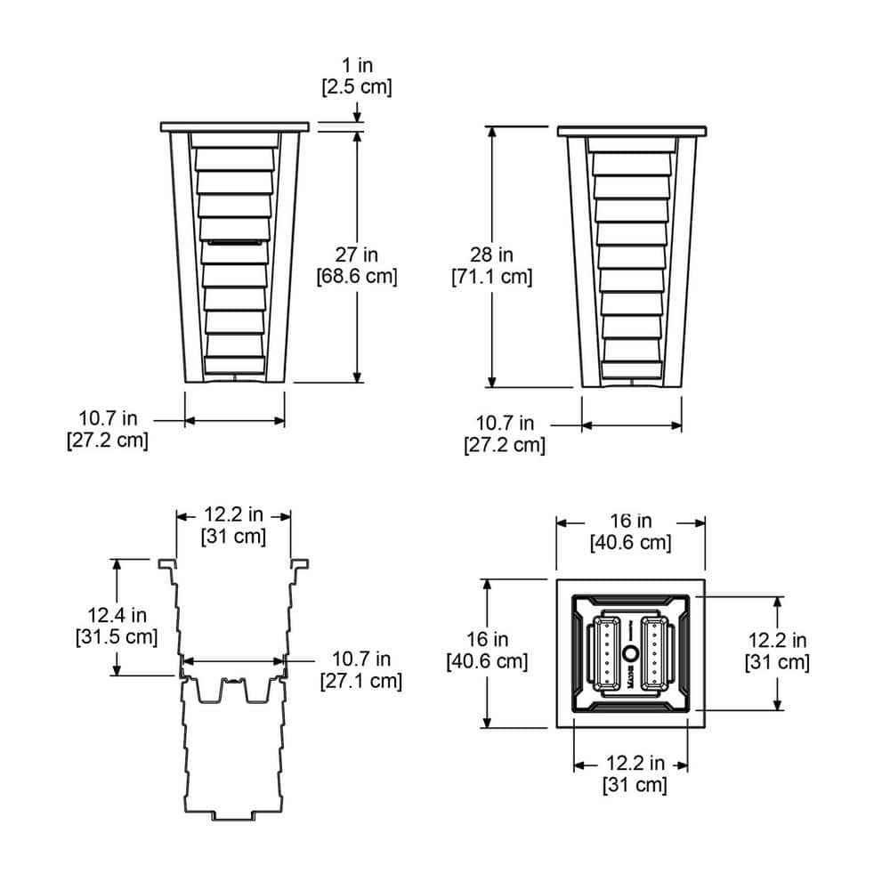 Lakeland Black Self-Watering Tall Plastic Planter, 28"