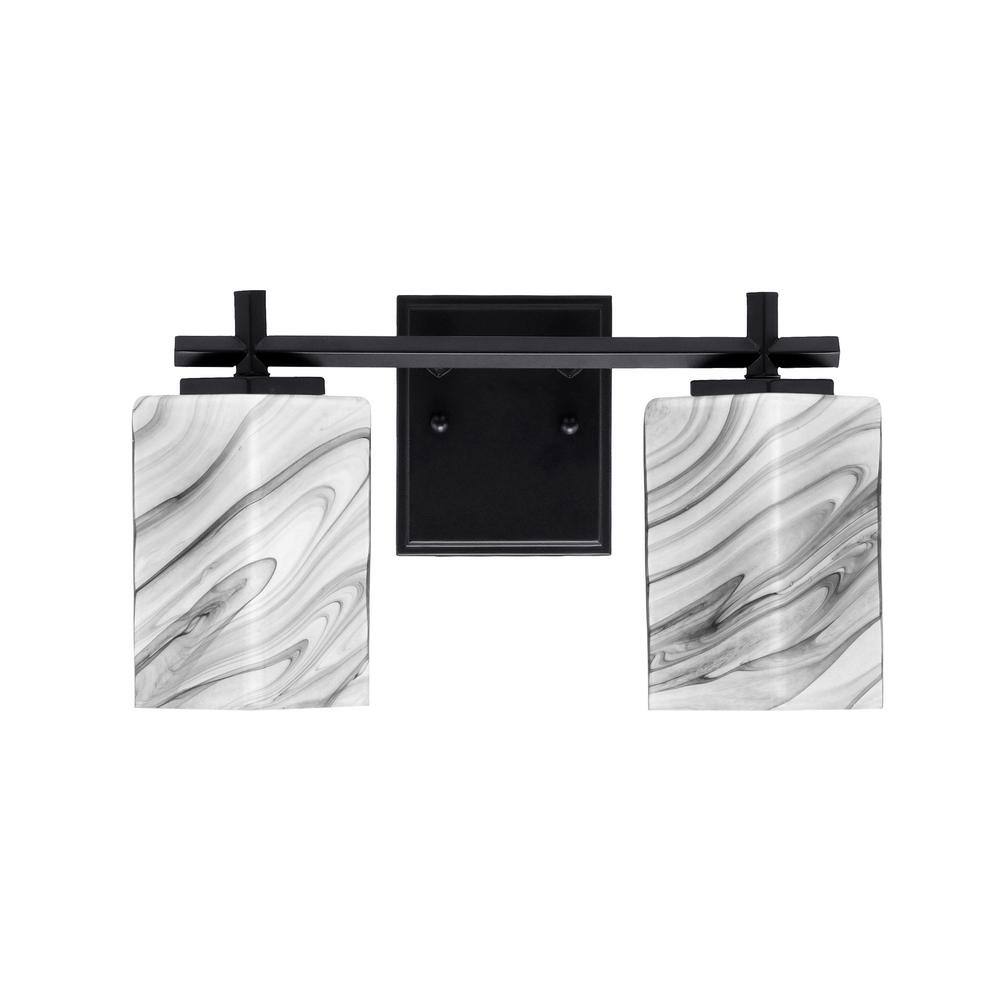 Bridgewater 14 in. 2 Light Vanity Light Matte Black with 3.5 in. Square Ony