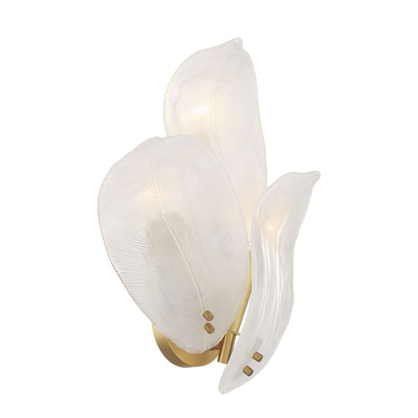 Orchid 3-Light Legacy Brass Wall Sconce with Handmade White Glass Shades