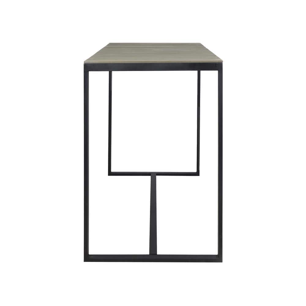 Sleek Gray Acacia Wood & Iron Rectangular Bar Table for 4