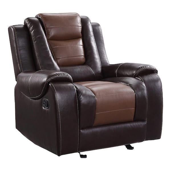 Danio 2-tone Brown Faux Leather Glider Manual Recliner