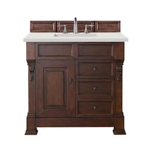 Brookfield 36.0 in. W x 23.5 in. D x 34.3 in. H Single Bathroom Vanity in Warm Cherry with Lime Delight Quartz Top
