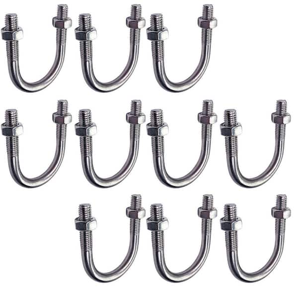 PLUMBFLEX 6 in. Standard Galvanized Steel U-Bolt Pipe Clamp with Hex Nuts (10-Pack)
