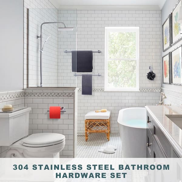 6-Piece Bath Hardware Set with Mounting Hardware in Brushed Nickel