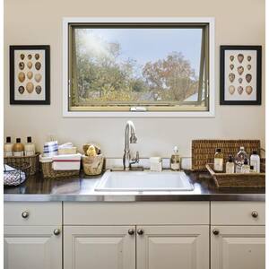 30.75 in. x 48.75 in. W-2500 Series White Painted Clad Wood Left-Handed Casement Window with BetterVue Mesh Screen