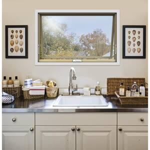29.375 in. x 36 in. W-2500 Series Cream Painted Clad Wood Double Hung Window w/ Natural Interior and Screen