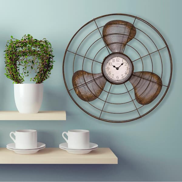 La Crosse Technology 16.5 in. Vintage Metal Fan Quartz Wall Clock