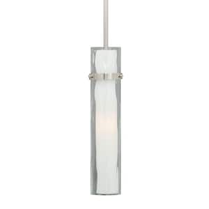 Vilo 1-Light Satin Nickel Mini Pendant Ceiling Light White Glass