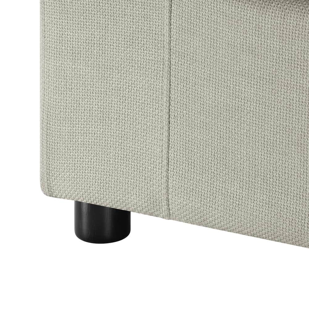 Casella Beige Fabric Square Arm Accent Chair with Wood Frame
