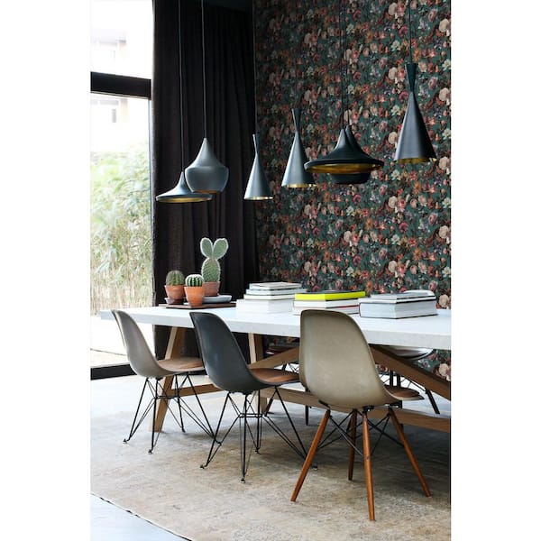 Zarinda Sea Green Flowers Wallpaper Sample