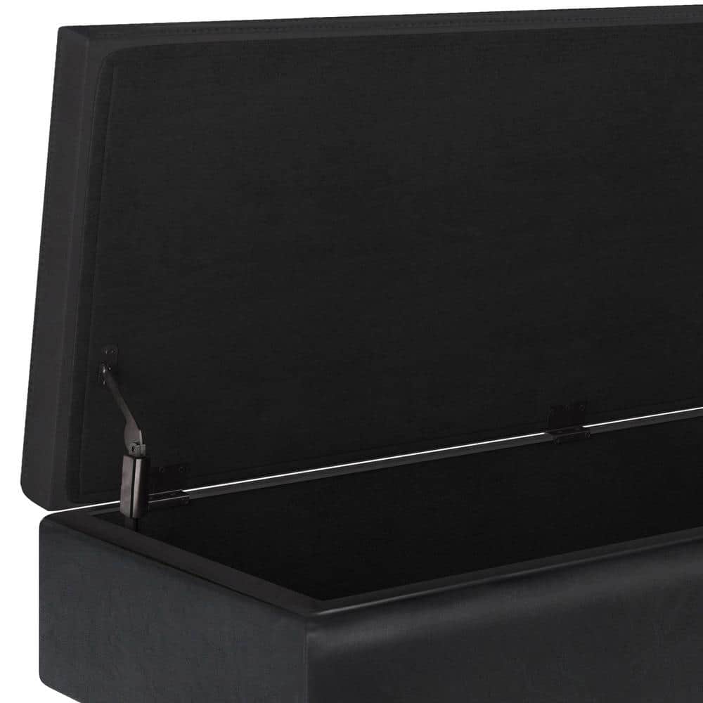 Owen Mid Century Modern Black Rubberwood Cocktail Ottoman