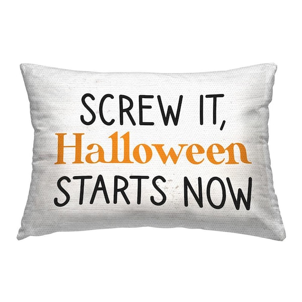 Halloween Starts Now Off-White Rectangular Outdoor Throw Pillow
