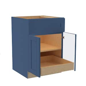Washington Vessel Blue Plywood Shaker Assembled Base Kitchen Cabinet FH 1 ROT Sft Cls 24 in W x 24 in D x 34.5 in H