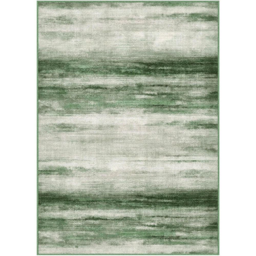Aegean Sea Green 5 ft. x 7 ft. Washable Modern Abstract Area Rug price history on PriceWatchPro