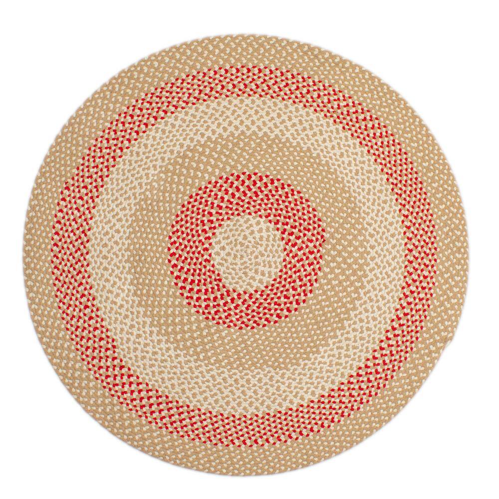 Super Area Rugs Plymouth Beige Round 4 ft. Geometric Farmhouse Area Rug ...