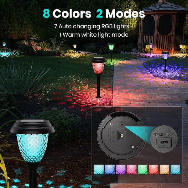 Cubilan Solar Pathway Lights Outdoor Warm White and Color Changing 