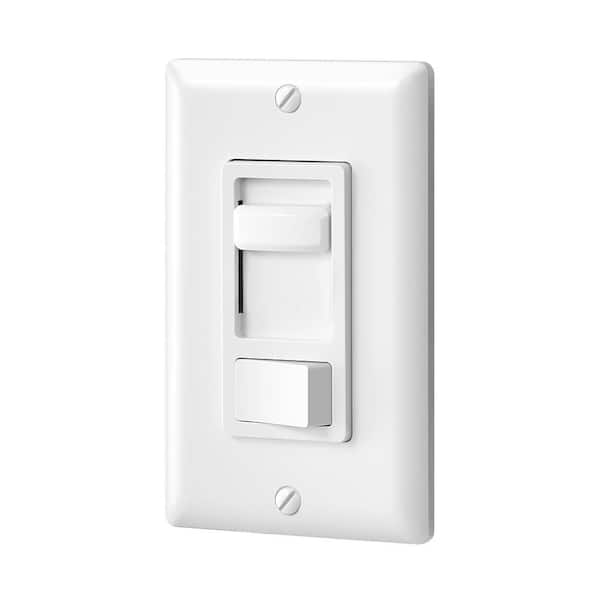 White On/Off Rocker Switch, Single-Pole/3-Way Dimmer Switch for CFL, Halogen, Incandescent, LED, 1-Pack