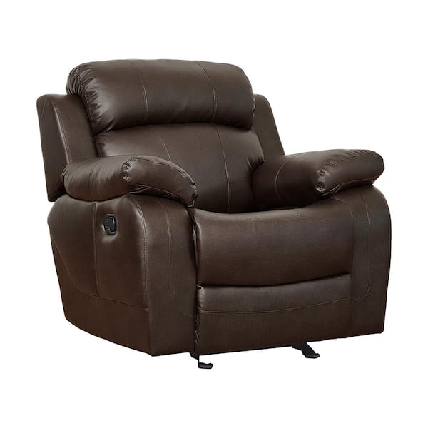 Lazzara Alamo Brown Faux Leather Glider Manual Recliner